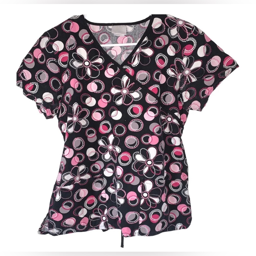 Brooks Women’s Size Small Scrub Top Short Sleeve V Neck Pockets Tie